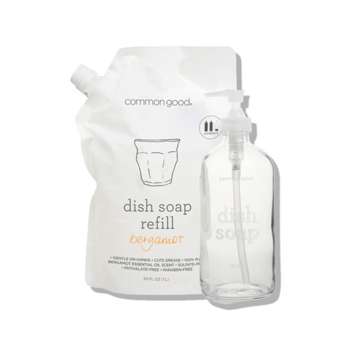 Dish Soap Refill Pouch and Glass Bottle Set