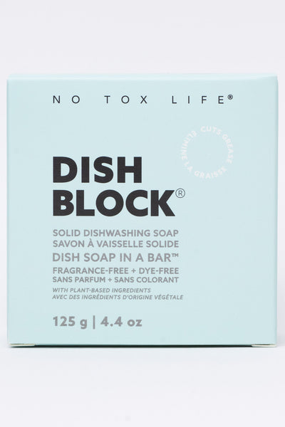 DISH BLOCK® solid dish soap - 4.4 oz (125g) bar - Fragrance Free - No Tox Life®