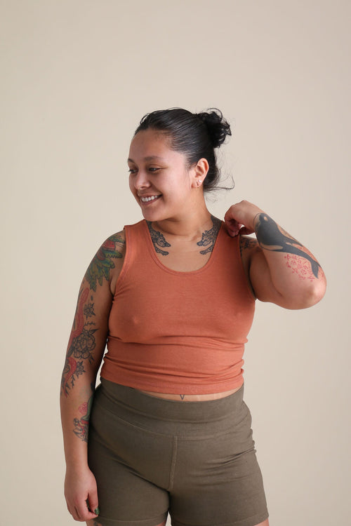 Yoga Crop Tank in Adobe