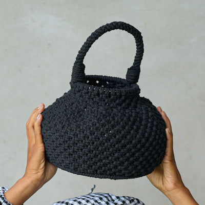 NAGA Macrame Bucket Bag In Black