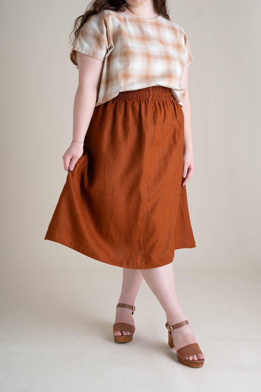 Evening Midi Skirt in Rust