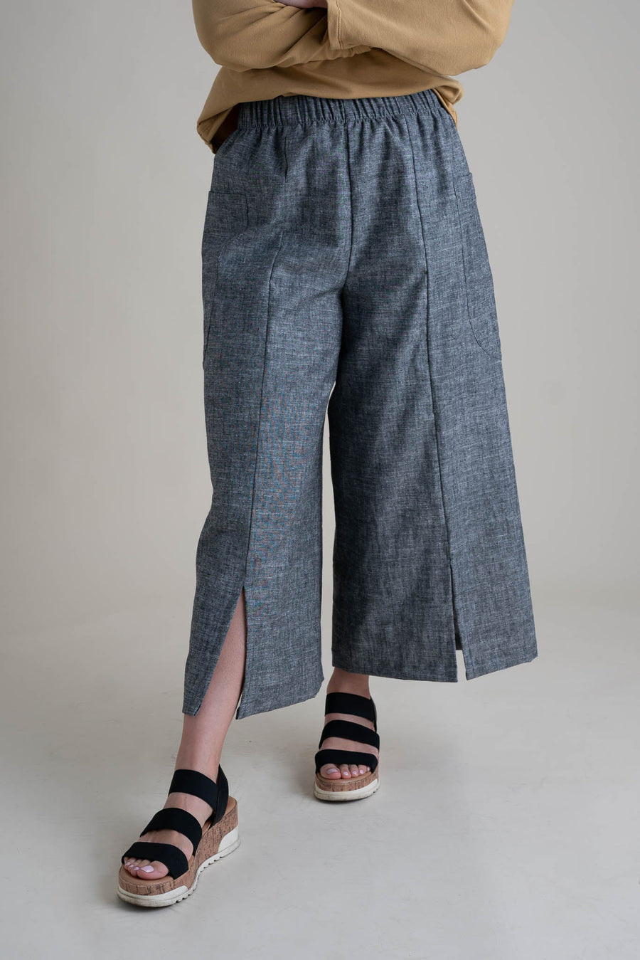 Zero Waste Pants in Gray Chambray