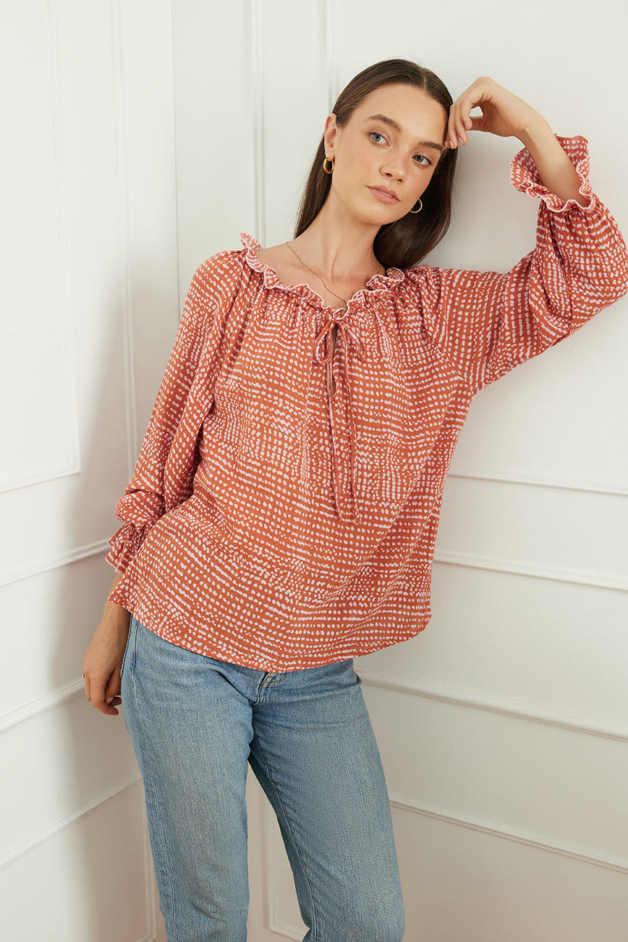 Esme Top in Saffron Dot