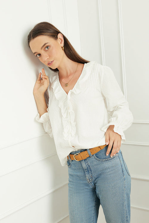 Long Sleeve Chloe Shirt in Off White