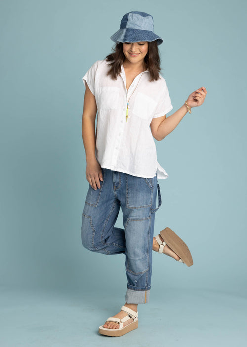Good Boyfriend Linen Short Sleeve Shirt - Creme White