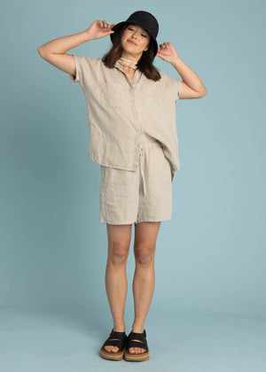 Good Boyfriend Linen Short Sleeve Shirt - Natural Flax