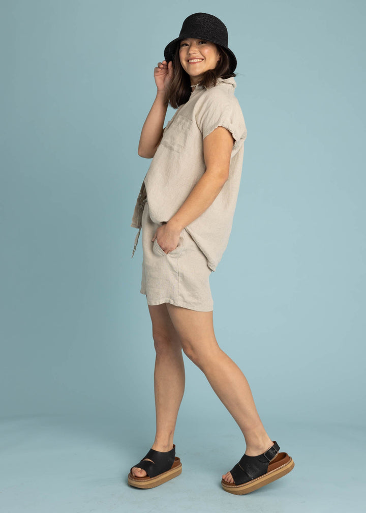 Good Boyfriend Linen Short Sleeve Shirt - Natural Flax