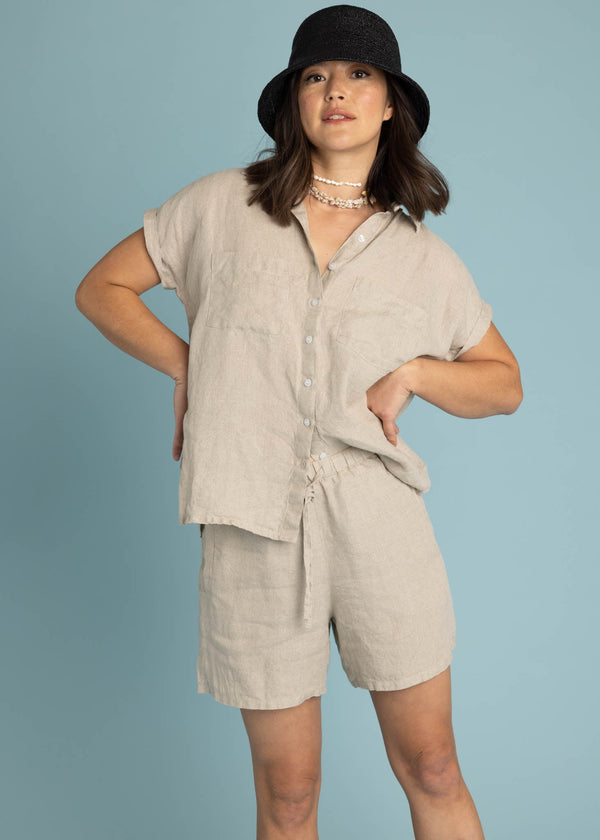 Good Boyfriend Linen Short Sleeve Shirt - Natural Flax