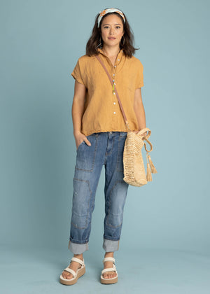 Good Boyfriend Linen Short Sleeve Shirt - Baked Clay