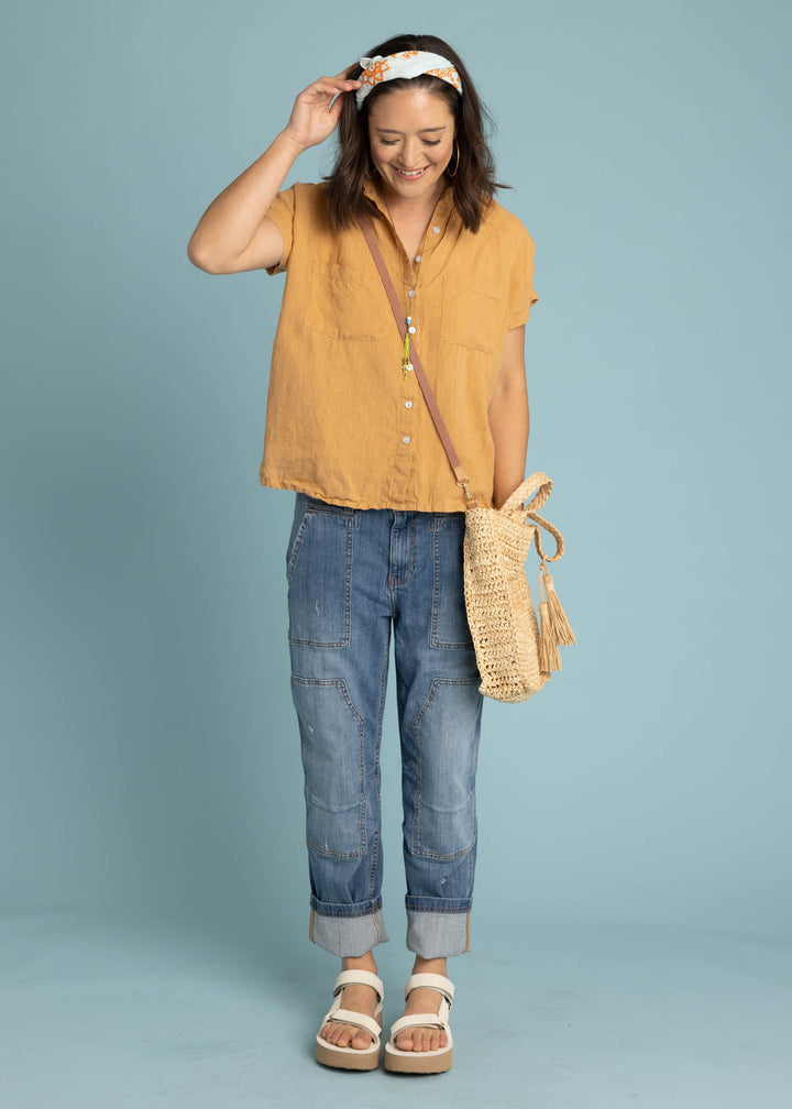 Good Boyfriend Linen Short Sleeve Shirt - Baked Clay