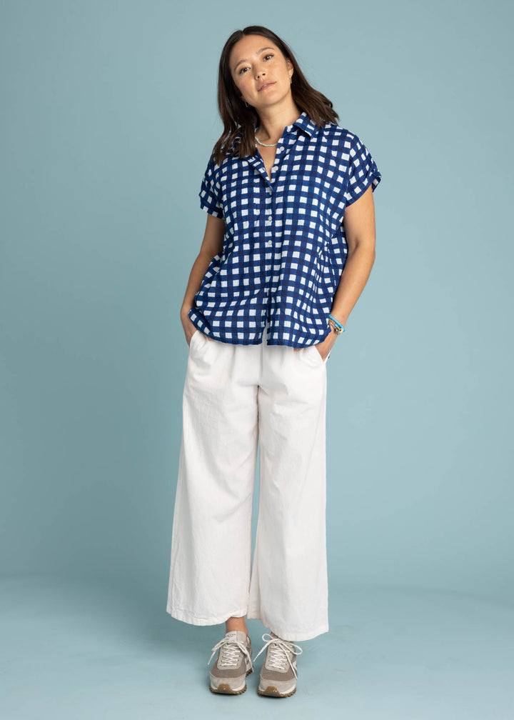 Good Boyfriend Short Sleeve Shirt Gingham Picnic - Coastal Blue