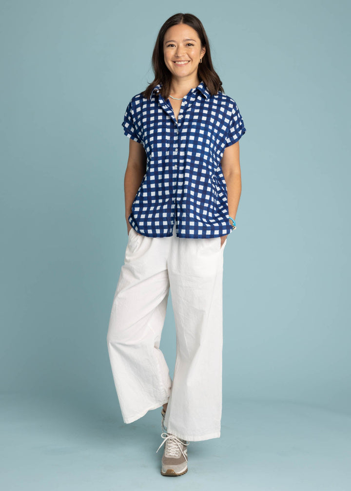 Good Boyfriend Short Sleeve Shirt Gingham Picnic - Coastal Blue