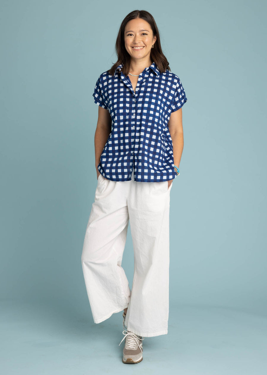Good Boyfriend Short Sleeve Shirt  Gingham Picnic - Coastal Blue