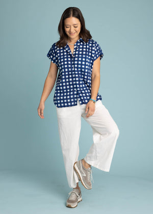 Good Boyfriend Short Sleeve Shirt Gingham Picnic - Coastal Blue