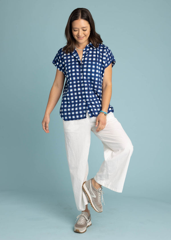 Good Boyfriend Short Sleeve Shirt Gingham Picnic - Coastal Blue