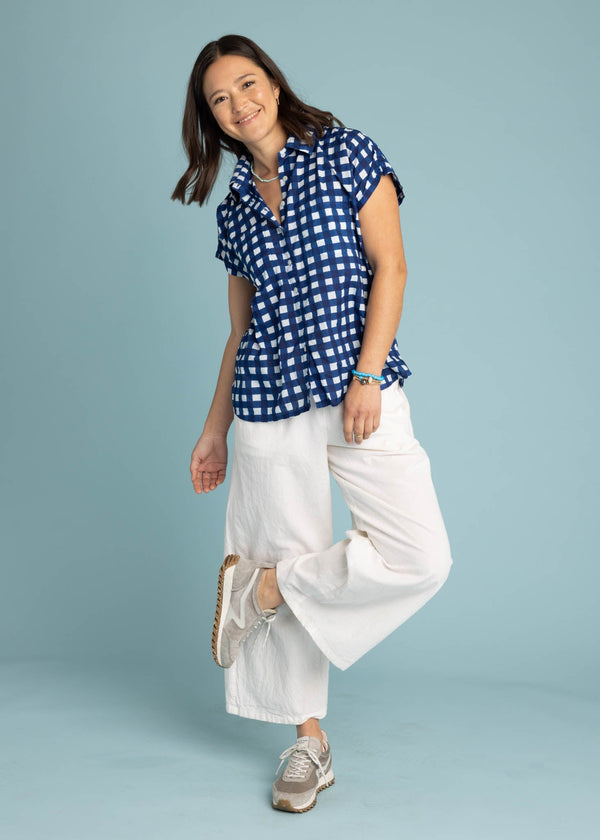 Good Boyfriend Short Sleeve Shirt Gingham Picnic - Coastal Blue