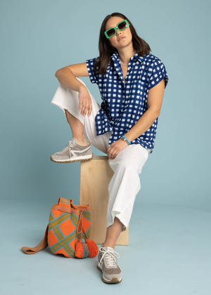 Good Boyfriend Short Sleeve Shirt Gingham Picnic - Coastal Blue
