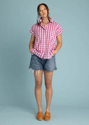Good Boyfriend Short Sleeve Shirt Gingham Picnic - Dahlia
