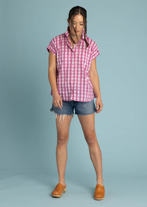 Good Boyfriend Short Sleeve Shirt Gingham Picnic - Dahlia