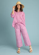 Relaxed Boyfriend Shirt - Gingham Picnic Dahlia