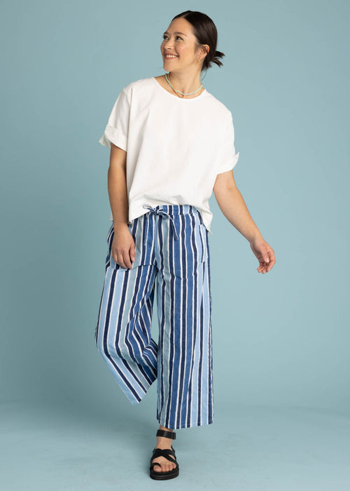 Shore Pant - Wallpaper Stripe Coastal Blue