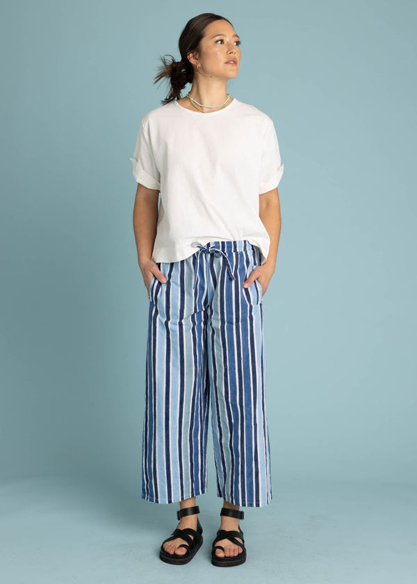 Shore Pant - Wallpaper Stripe Coastal Blue