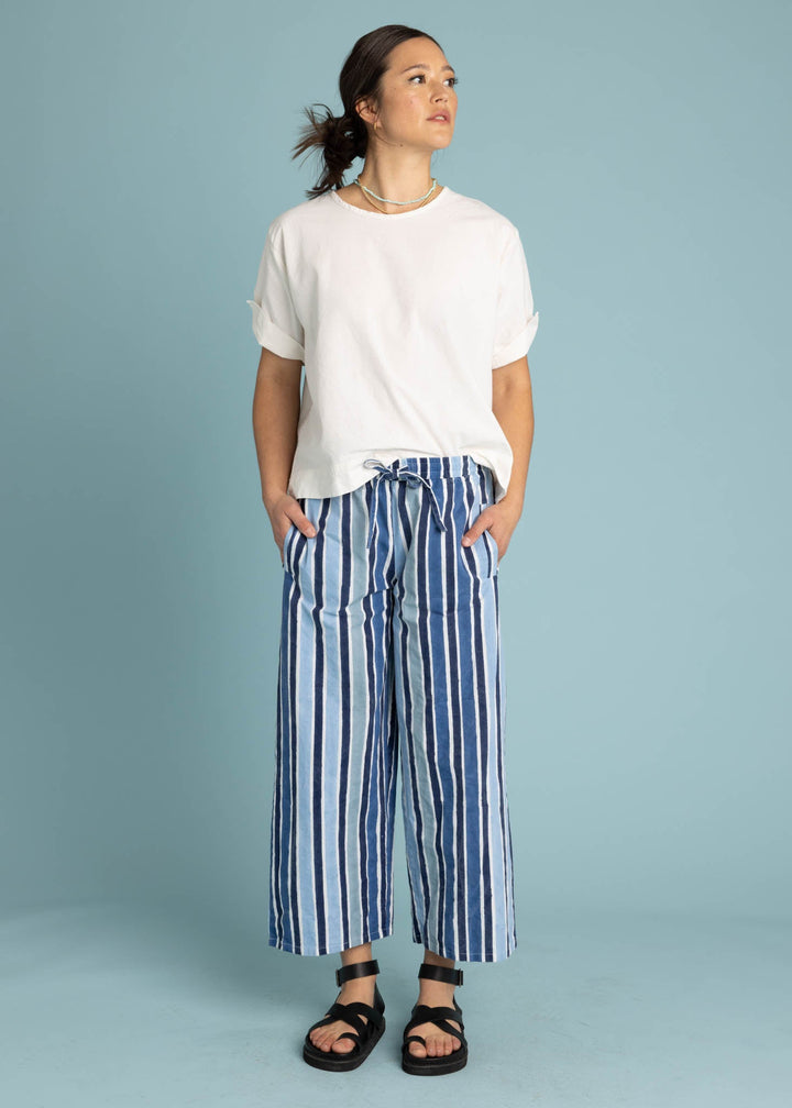 Shore Pant - Wallpaper Stripe Coastal Blue