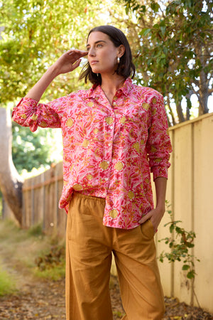 Good Boyfriend Shirt - Mira Floral Pink