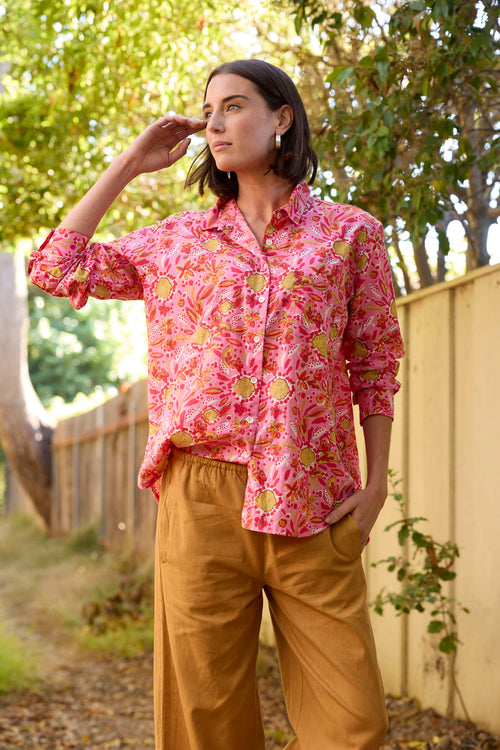 Good Boyfriend Shirt - Mira Floral Pink
