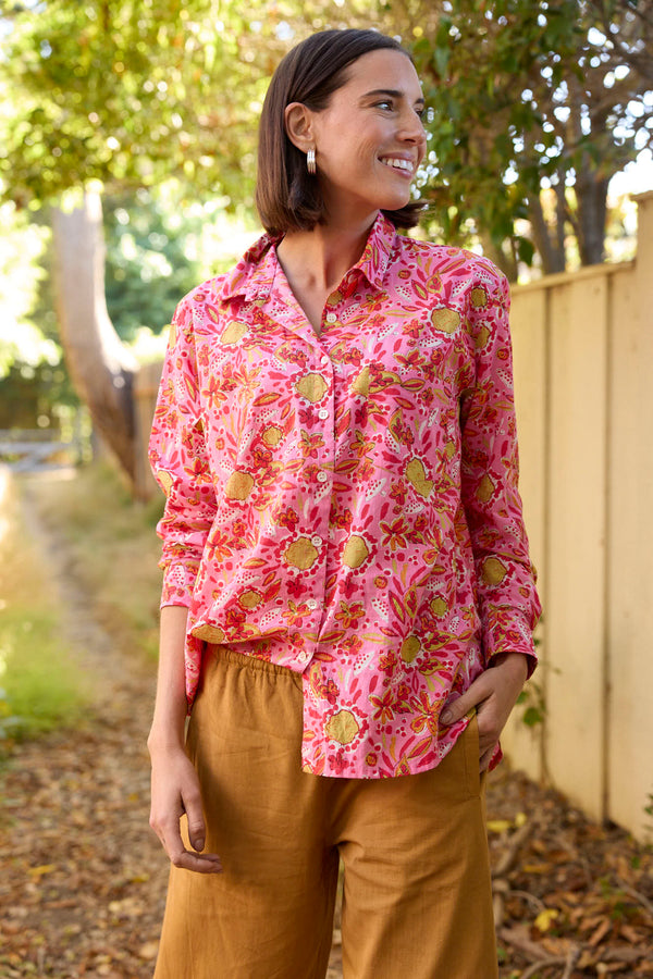 Good Boyfriend Shirt - Mira Floral Pink