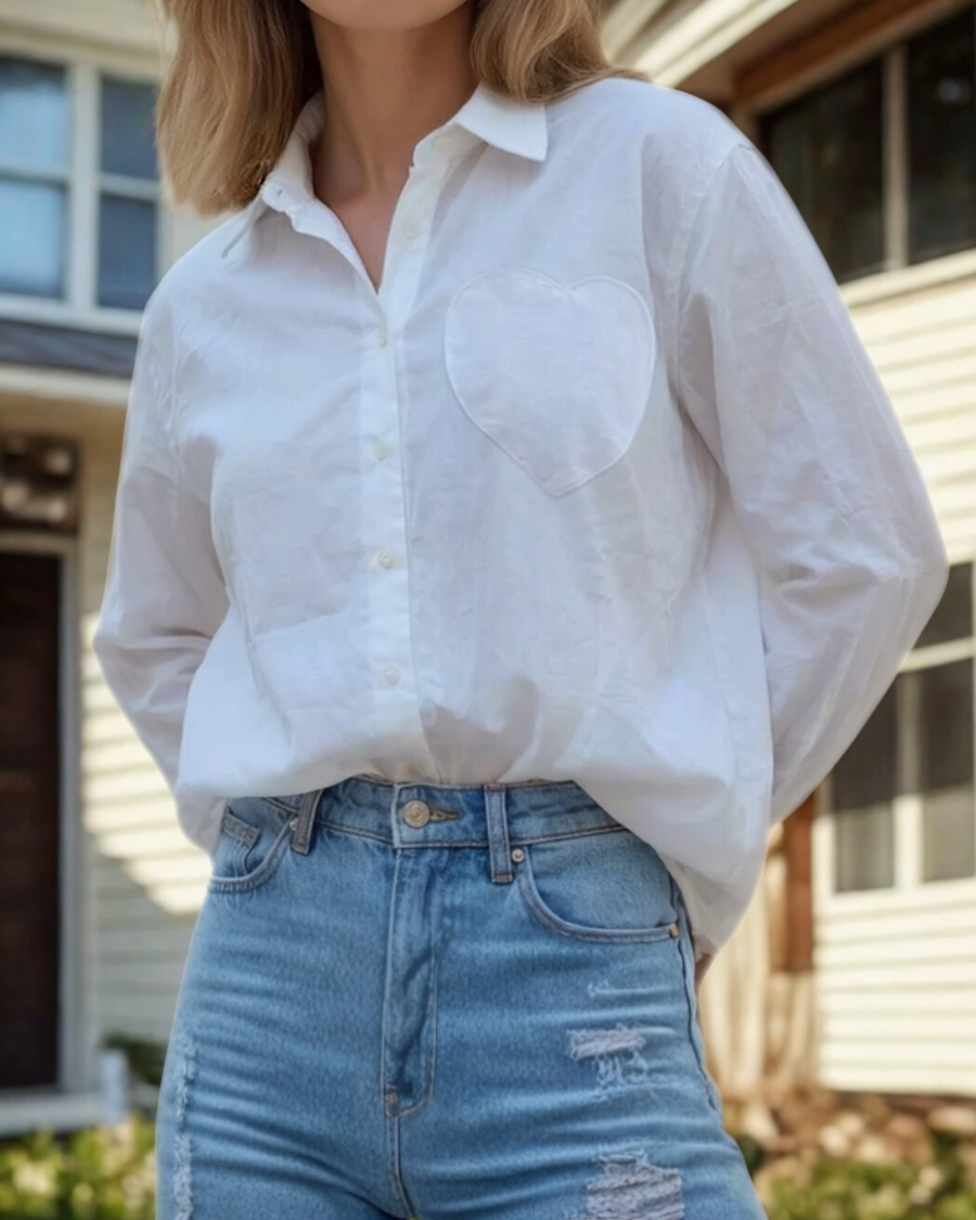 Good Boyfriend Shirt with Heart Pocket Classic White