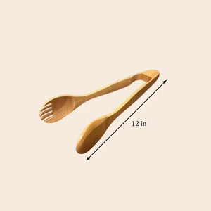 Bamboo Serving Tong with Fork End 12"