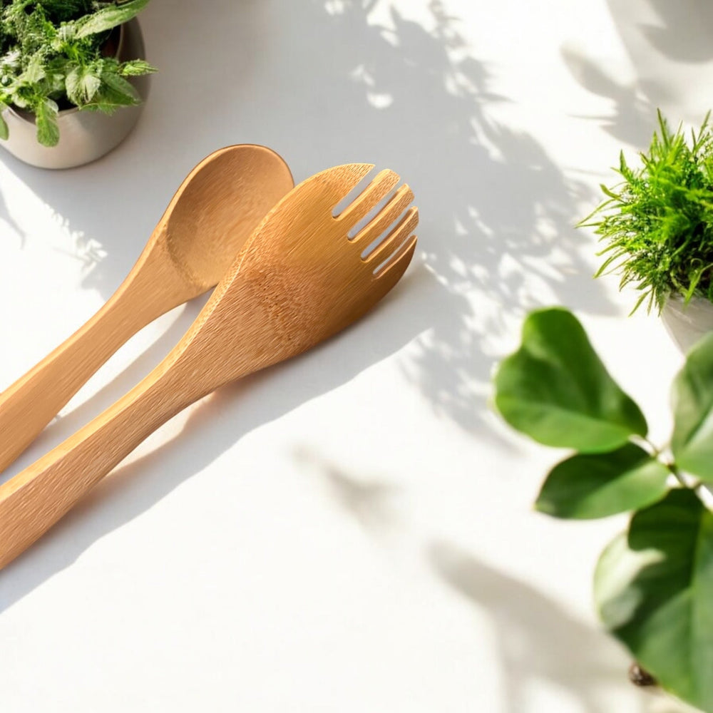 Bamboo Serving Tong with Fork End 12"