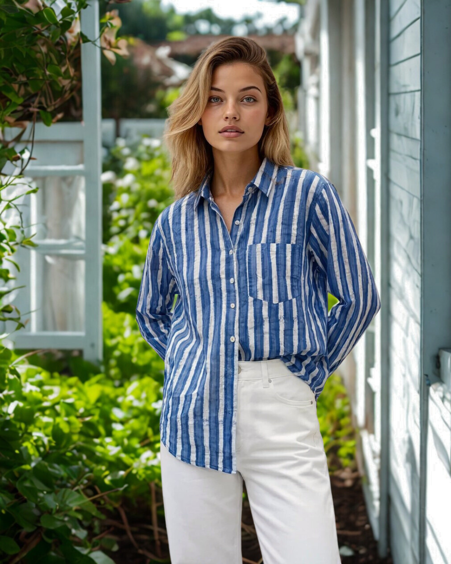 Good Boyfriend Shirt - Indigo Stripes