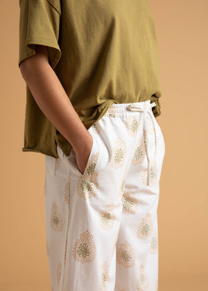Shore Pant - Totem Paisley Baked Clay & Olive Oil