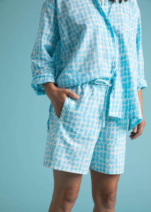 Shore Shorts - Messy Dots - Cerulean