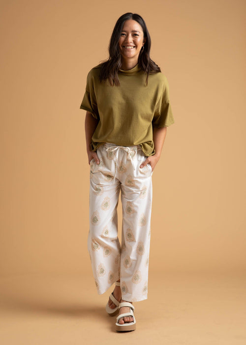 Shore Pant - Totem Paisley Baked Clay & Olive Oil