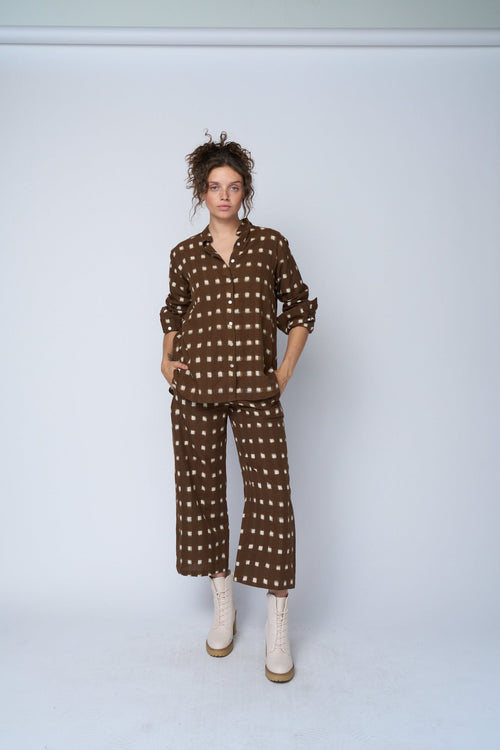 Shore Pant - Ikat Squares Mocha