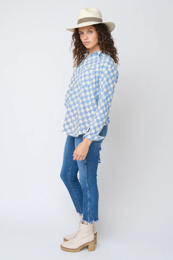 Good Boyfriend Shirt - Checkerboard Bluebird