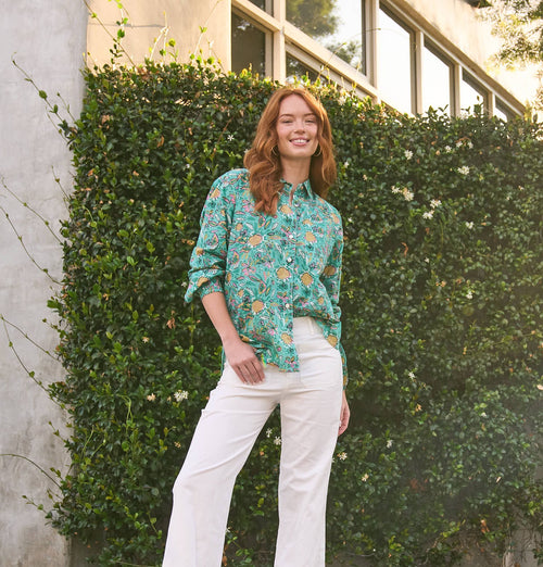 Good Boyfriend Shirt - Mira Floral Teal
