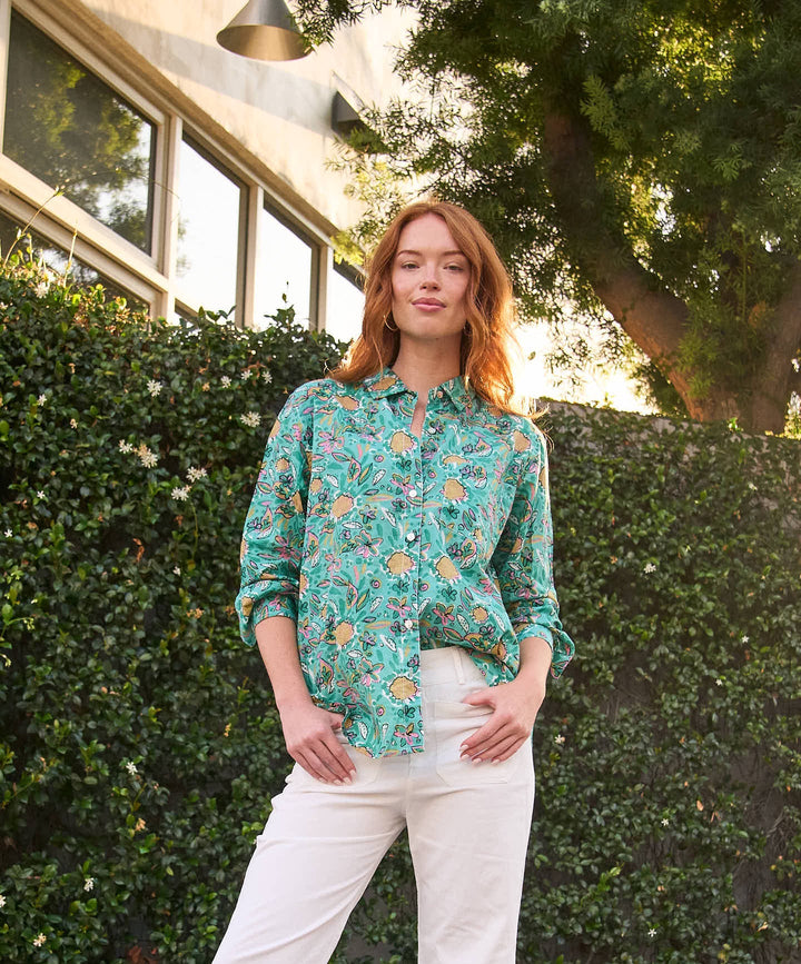 Good Boyfriend Shirt - Mira Floral Teal