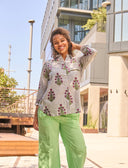 Good Boyfriend Shirt - Palm Cove Floral Dove Grey