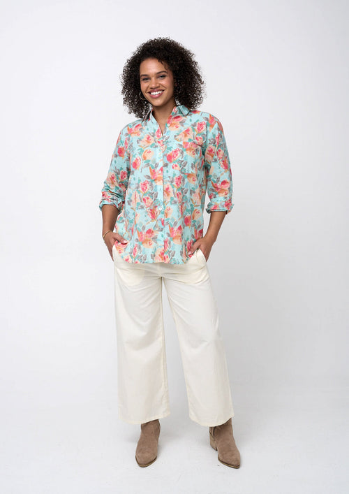 Good Boyfriend Shirt - Watercolor Floral Glacier Blue