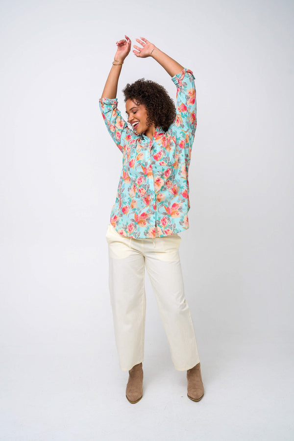 Good Boyfriend Shirt - Watercolor Floral Glacier Blue