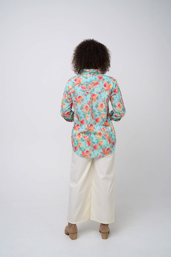 Good Boyfriend Shirt - Watercolor Floral Glacier Blue