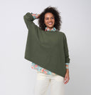 Nantucket Boxy Recycled Cashmere Sweater - Olive Oil