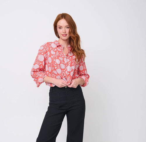 Good Boyfriend Shirt - Hydrangea Beauty Papaya
