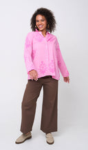 Relaxed Boyfriend Shirt - Cameo Floral Overdye Petal Pink