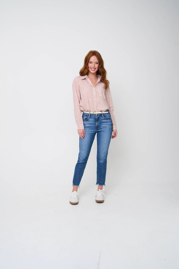 Good Boyfriend Shirt - Menswear Stripe Mocha