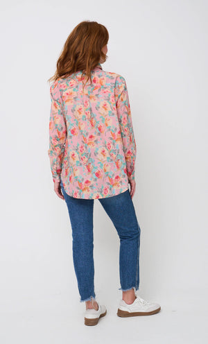 Good Boyfriend Shirt - Watercolor Floral Tickled Pink